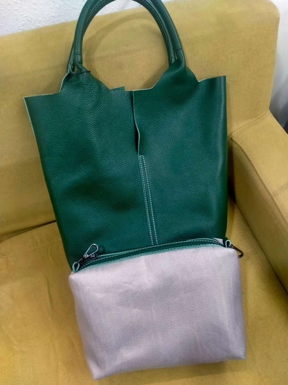Genuine Grade Leather Women Commuter Tote Bag Ladies Soft Cowhide Tote Shoulder Handbag Large Female Bucket Bag Luxury Designer