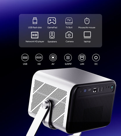 VEVSHAO V80 4K Projector Full HD1080P 2200 Anis Lumens Android 11.0 WiFi 6 Video Home Movie Theater Projectors with Base Stand