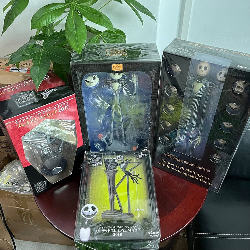 O Pesadelo Antes do Natal Jack Skellington Action Figure 12 Rostos Jack Jack Cadeira Versão Especial Modelo de Brinquedo Presente de Halloween