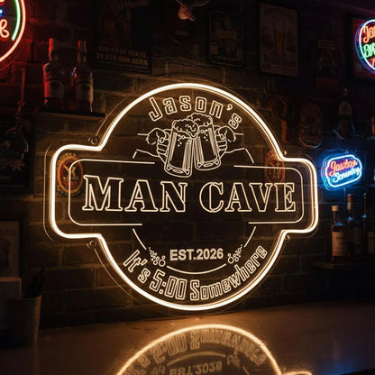 Custom Bar Neon Sign,Custom Man Cave Neon Sign,Personalized Light Up Man Cave Signs,Home Bar Decor,Beer Cave Decor,Gifts for Men