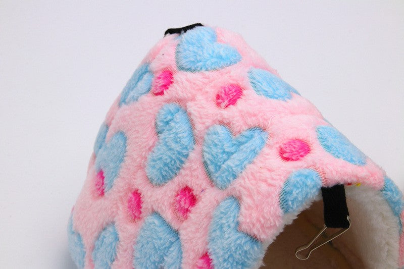 1 PEÇA Casa de Estimação Pequena de Espuma com Estampa de Bolinhas de Fleece Coral Cama Suspensa para Hamster para Pequenos Animais Esquilo Papagaio Ninho de Algodão