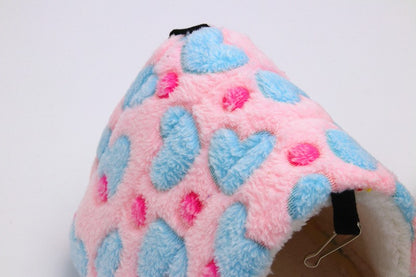 1 PEÇA Casa de Estimação Pequena de Espuma com Estampa de Bolinhas de Fleece Coral Cama Suspensa para Hamster para Pequenos Animais Esquilo Papagaio Ninho de Algodão