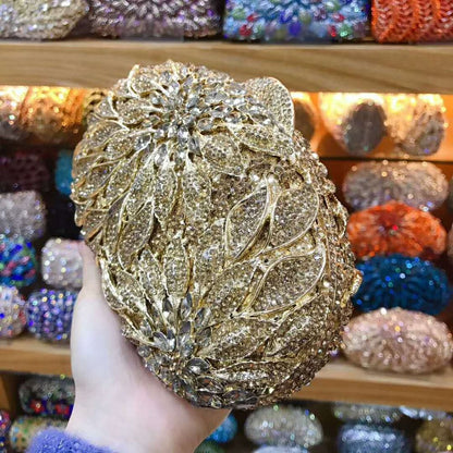 XIYUAN women red/pink/blue/gold/silver Hollow Out Flower Birthday party Crystal Evening bag Clutch purse Minaudiere Handbags