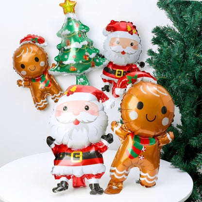 Christmas Santa Claus Gingerbread Man Xmas Tree Foil Balloons for Christmas Home Party Aluminum Film Balloon Decor Supplies