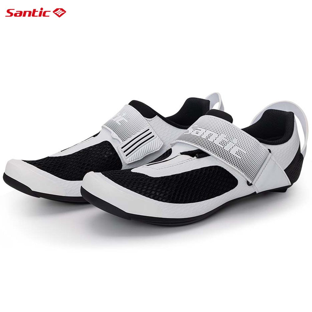 Santic Pro Triathlon Cycling Shoes Mens Road Riding Biking Sneakers Upgraded Glassfiber Outsole Breathable Bicycle Lock Shoes