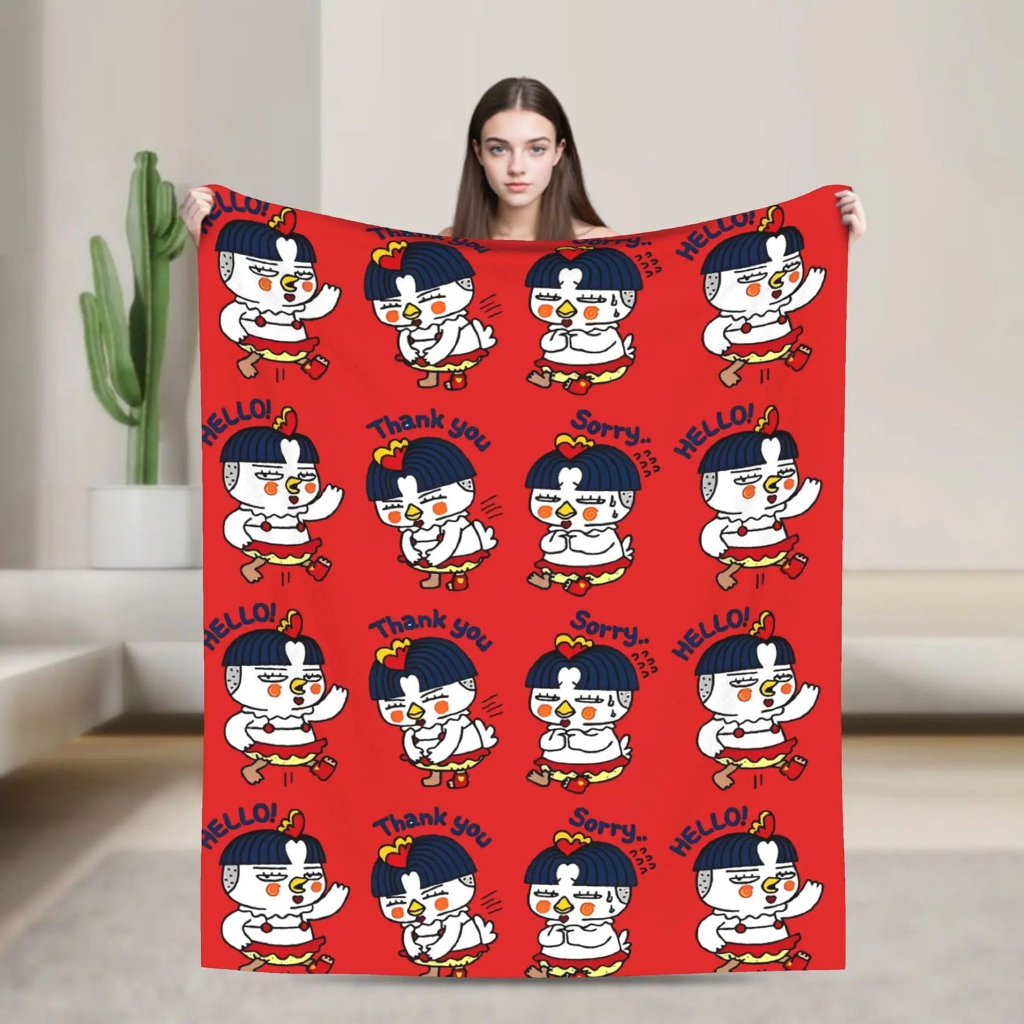 Spicy Chicken Noodle Hot Buldak Blanket Soft Warm Throw for Living Room Travel Office Flannel Bedding Quality Bedspread Design