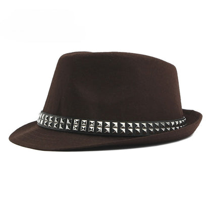 British Retro Jazz Hat Men's Autumn New Black Gentleman Hat Hip-hop Rivet Top Hat Women's Performance Hats