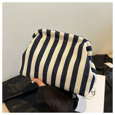 Woven Crochet Purses for Women Beach Clutch Handbags Dumpling Hobo Casual Colorblock Bag Ladies Ruched Cloud Purse