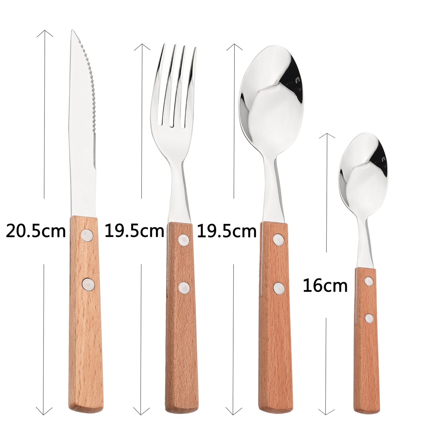 JANKNG 304 Stainless Steel Fork with Wooden Handle Tableware Cutlery Mirror Dinnerware Flatware Silverware Kitchen Accessories