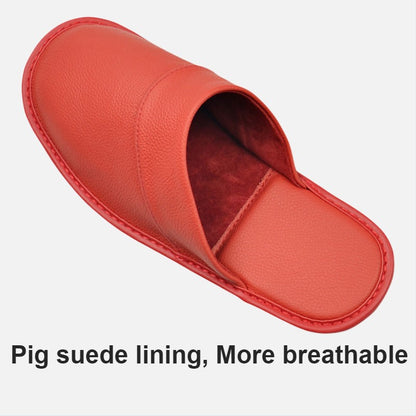 Genuine Cow Leather Slippers Homes in indoor slipper Spring Autumn summer men women elderly non-slip casual single Slides shoes