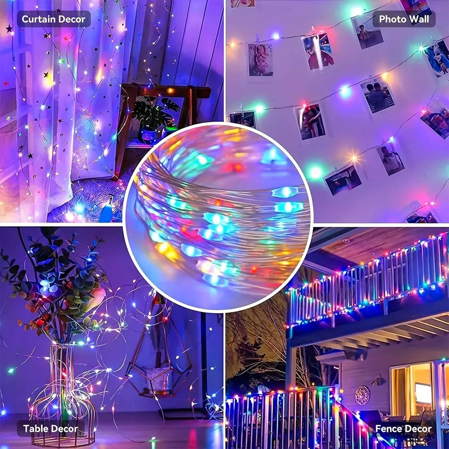 USB RGBIC LED Fairy Lights WS2812B Bluetooth Smart Control Dream Color Music Sync Waterproof Garland Holiday Wedding Decor Lamp