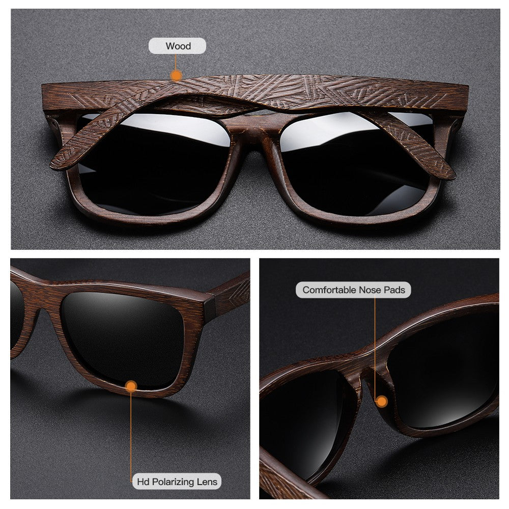 Óculos De Sol GM De Madeira De Bambu Natural Feitos À Mão Polarizados Lentes Com Revestimento Espelhado Com Caixa De Presente
