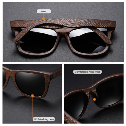 Óculos De Sol GM De Madeira De Bambu Natural Feitos À Mão Polarizados Lentes Com Revestimento Espelhado Com Caixa De Presente