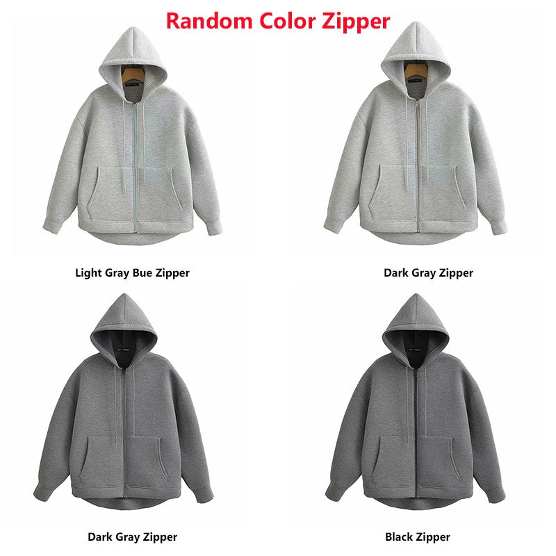 Women's Jackets With Hood Big Pocket Zipper Women Top Long Sleeve Women's Coat Loose Outerwear Winter Coats Black Jacket