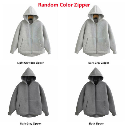 Women's Jackets With Hood Big Pocket Zipper Women Top Long Sleeve Women's Coat Loose Outerwear Winter Coats Black Jacket