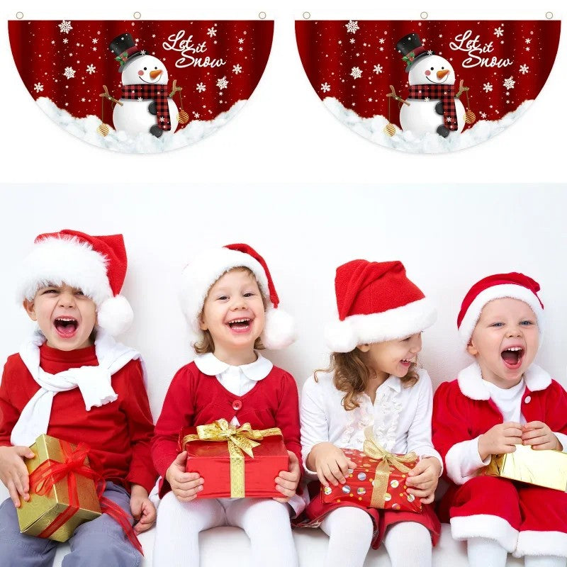 VIKAMA Merry Christmas Flag Banner Season's Greetings Decorations For Home Christmas Gatherings Garden Courtyard Banner