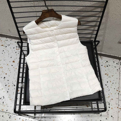 2025 New Women Sleeveless Puffer Jacket Spring Winter Female 90% White Duck Down Ultra Lightweight Packable Warm Down Liner Vest