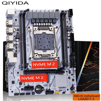 QIYIDA X99 Motherboard Set Kit With LGA2011-3 Xeon E5 2630 V4 CPU DDR4 16GB REG ECC memory PCI 16x NVME M.2 SATA x99 H5