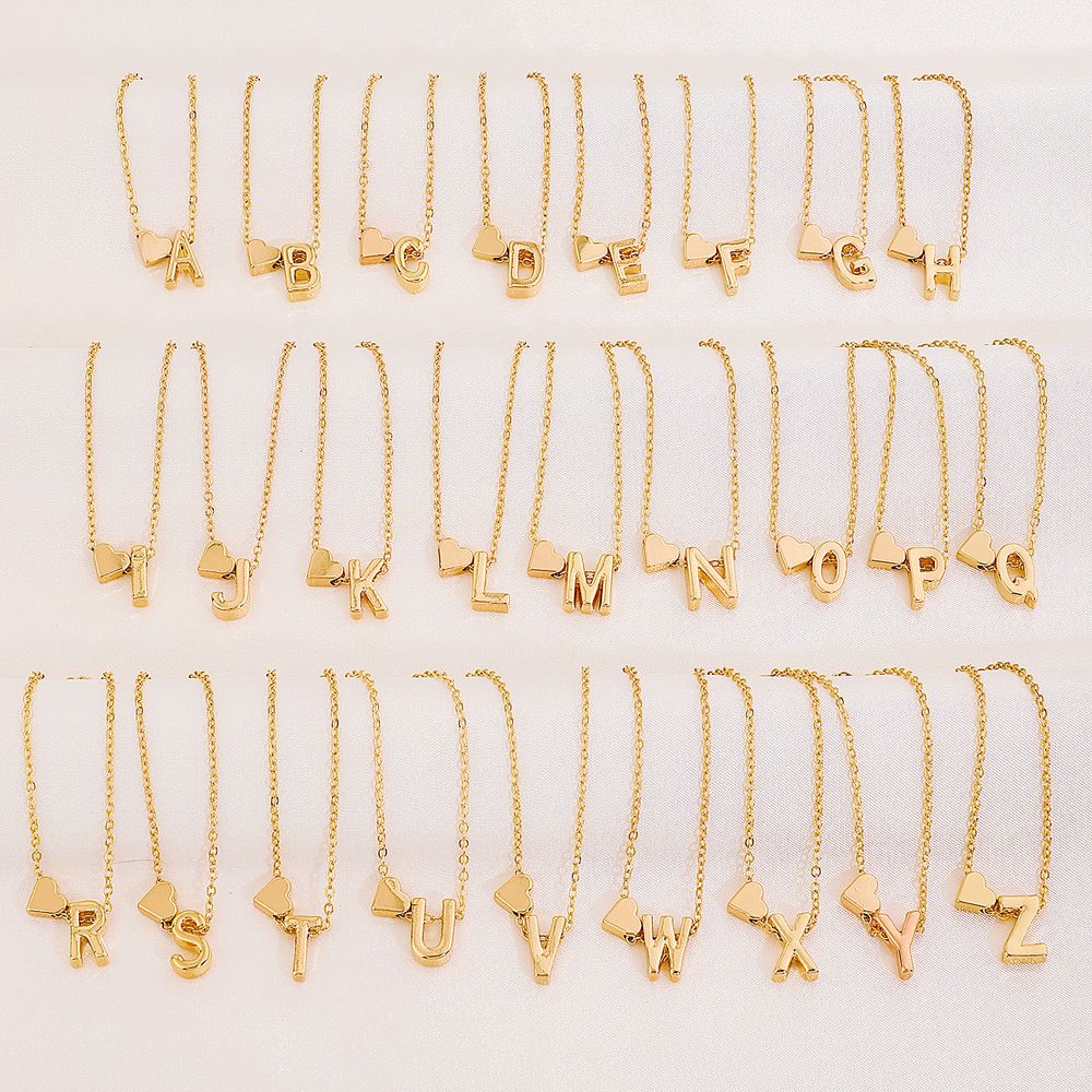 LATS Fashion Tiny Heart Dainty Necklace Gold Silver Color 26 Letter Name Choker For Women Pendant Bracelets Jewelry Gift