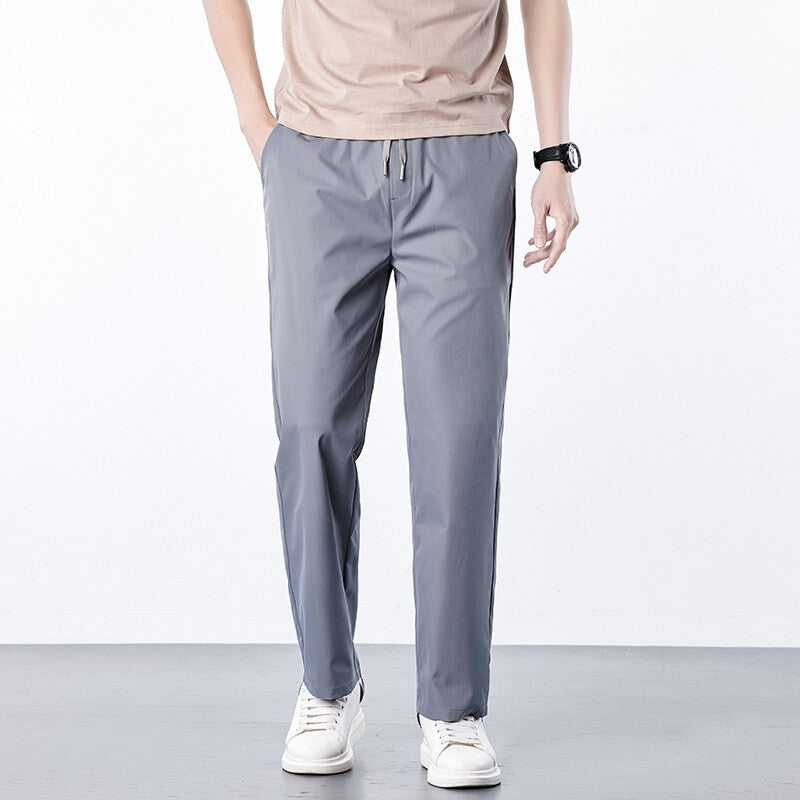 Calça Masculina Casual de Verão Seda Gelo Calça com Elástico na Cintura Calça de Corrida Fresca Respirável 5GG