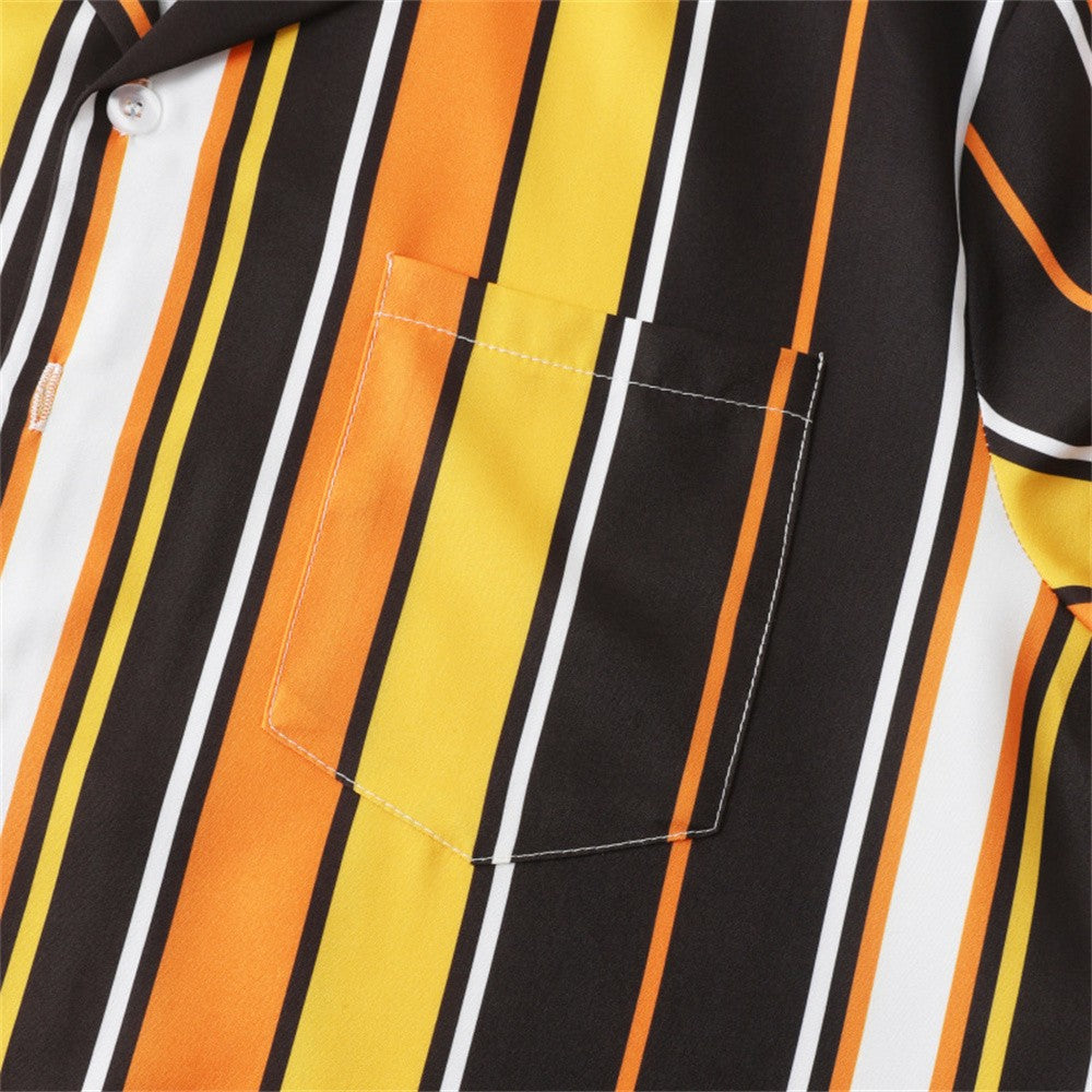 Summer Men Stripe Casual Shirts Hawaiian Beachwear Streetwear Fashion 3d Print Short Sleeve Holiday Imported Clothing Floral