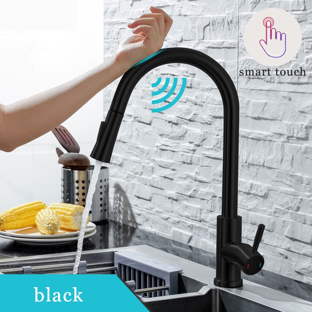 Pull Out Sensor Black Kitchen Faucet Sensitive Touch Control Faucet Mixer For Kitchen Touch Sensor Kitchen Mixer Tap