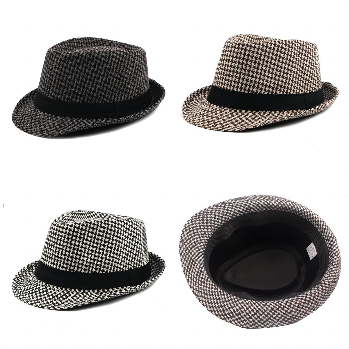 Primavera Verão Novo Chapéu Xadrez Vintage Masculino Chapéu de Lã para Homens de Meia-Idade e Idosos Chapéu de Cavalheiro Chapéu de Jazz