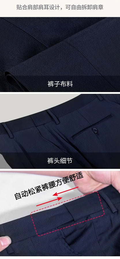 Airline Pilot Men's Woolen Long Jacket Thickened Cotton Wool Blend Trend Coat Air Company Captain Property Concierge Overcoat