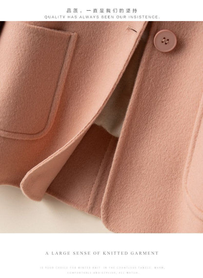 2025 Autumn Winter New Double-Sided Wool Coat Women Section Short Woolen Coats Single-breasted Black Khaki Cardigan Outerwear