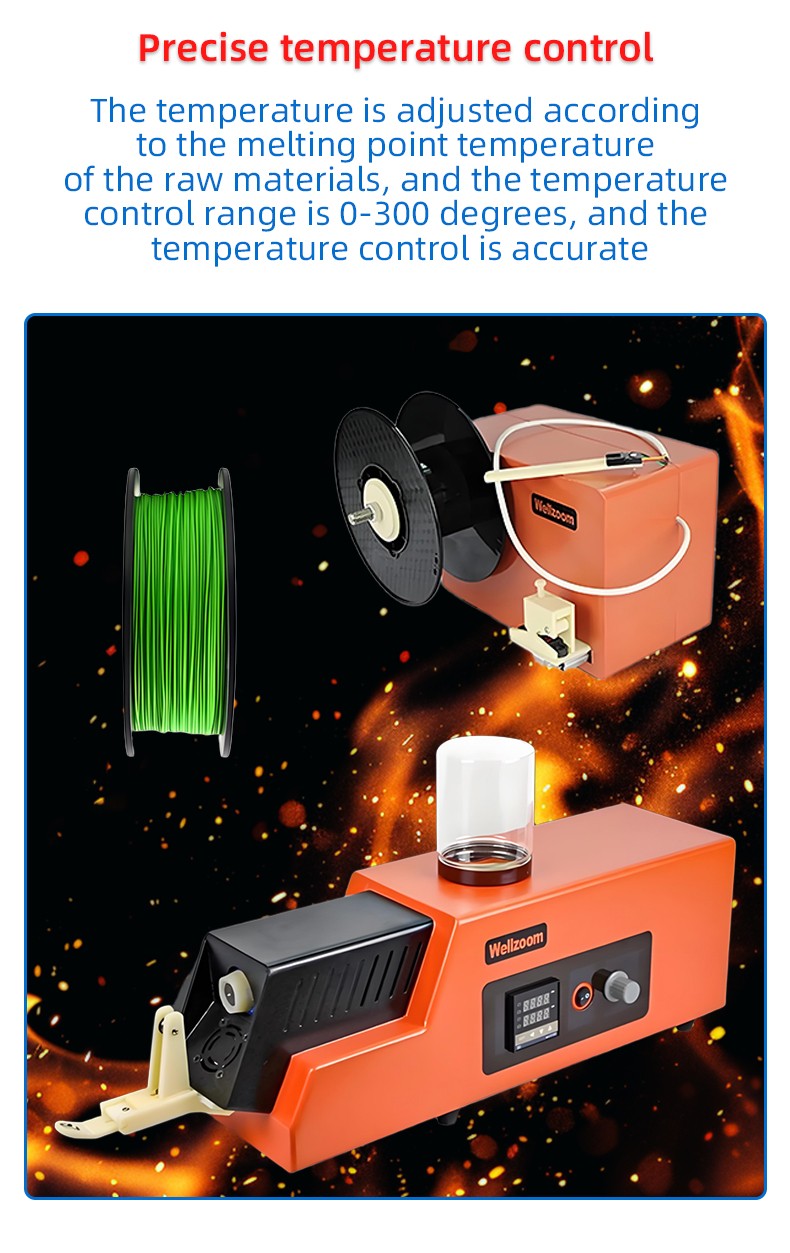 Desktop 3D Filament Maker Machine Dual Size Extruder for 1.75mm/3mm PLA ABS Consumables Speed Adjustable for Printing Consumable