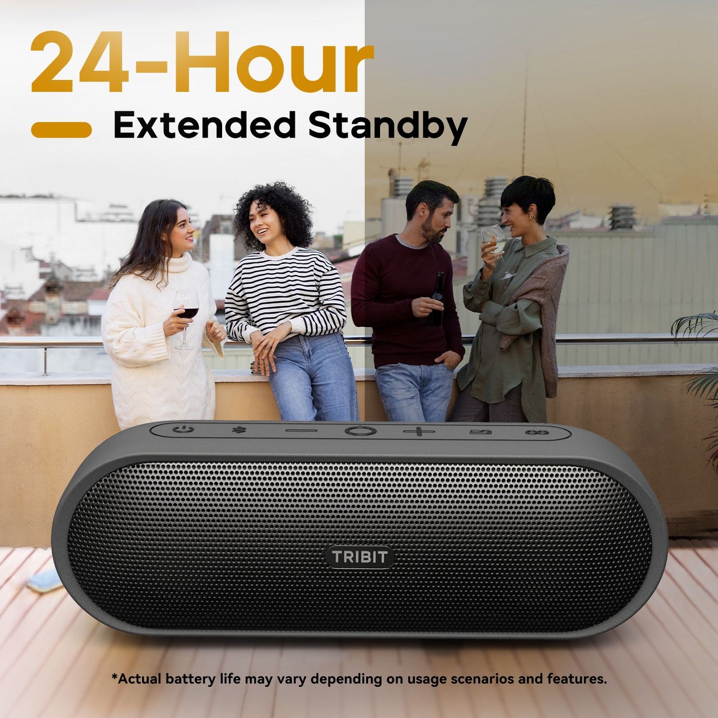Caixa de Som Portátil Bluetooth TRIBIT XSound Plus 2, 30W de Potência, à Prova d'Água IPX7, Sem Fio, 24 horas de Reprodução Para Acampamento, Caminhada