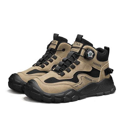 High-Top Men's Shoes for Winter, Thick-Soled Sports Shoes, British Style Retro Work Shoes, Rotating Buckle Casual Boots