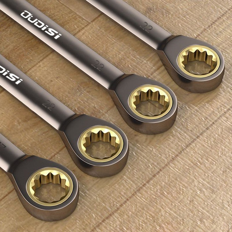 1 Chave de Catraca Dourada, Chave Universal Flexível com Torque para Ferramentas de Reparo Automotivo, Ferramenta Manual Métrica Multi Antiderrapante