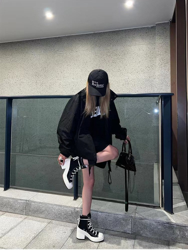 Women Platform Sneakers Canvas Shoes Personalized Luxry Heels Skateboard Lace Up Casual Fashion Outdoor Sneakers