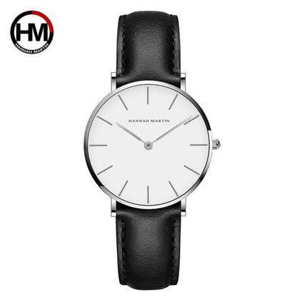 HANNAH MARTIN Brand Japan Quartz Movement Men Waterproof Wrist Watches Fashion Luxury Ultra Thin Nylon Creative Ladies Watches