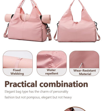 2025 New Women's Waterproof Yoga Mat Bag Fitness Pilates Portable Shoulder Bag with Shoe Compartment Dry and Wet Storage Bag