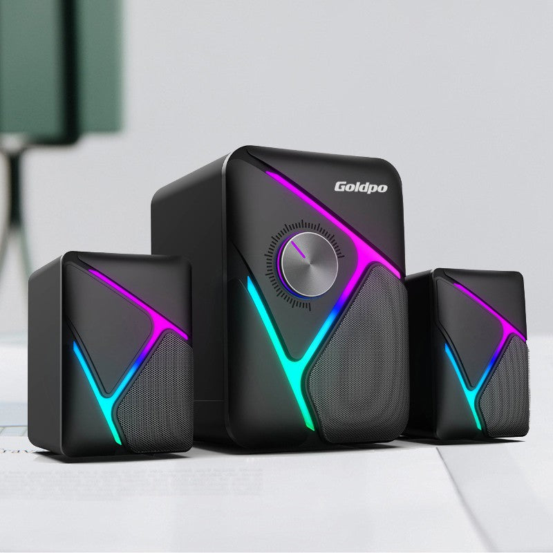 Caixa de som Bluetooth Goldpo D26 com som surround 360 graus, estéreo sem fio Bluetooth para computador, Macbook, laptop