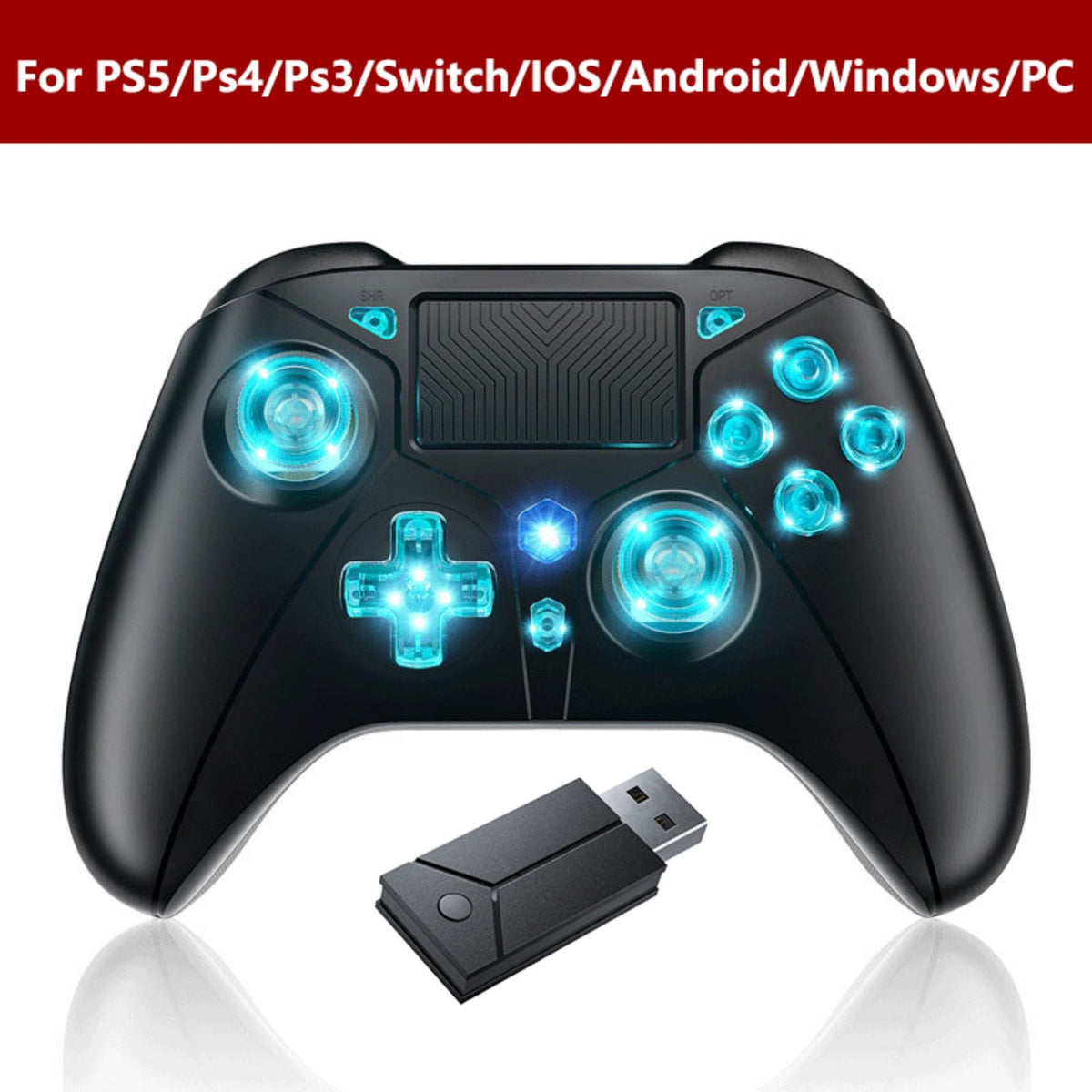 Wireless Controller For PlayStation5/PS5/PS4/PC/iOS/Switch,Game Joystick 6-Axis Gyro,Dual Vibration,Turbo,Remote Control Gamepad