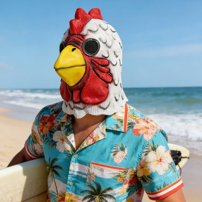 Hotline Miami Richard Rooster Mask, Cosplay Funny Animal Head Cover White Rooster Mask Halloween Party Prop Adult Latex Mask