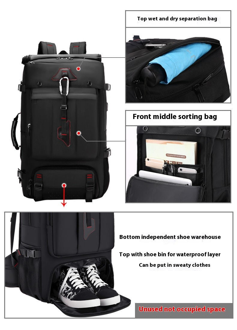 Mochila de Viagem Grande Capacidade 50L 70L Esportes Treino Fitness Bolsa Independente para Sapatos Bolsas para Laptop