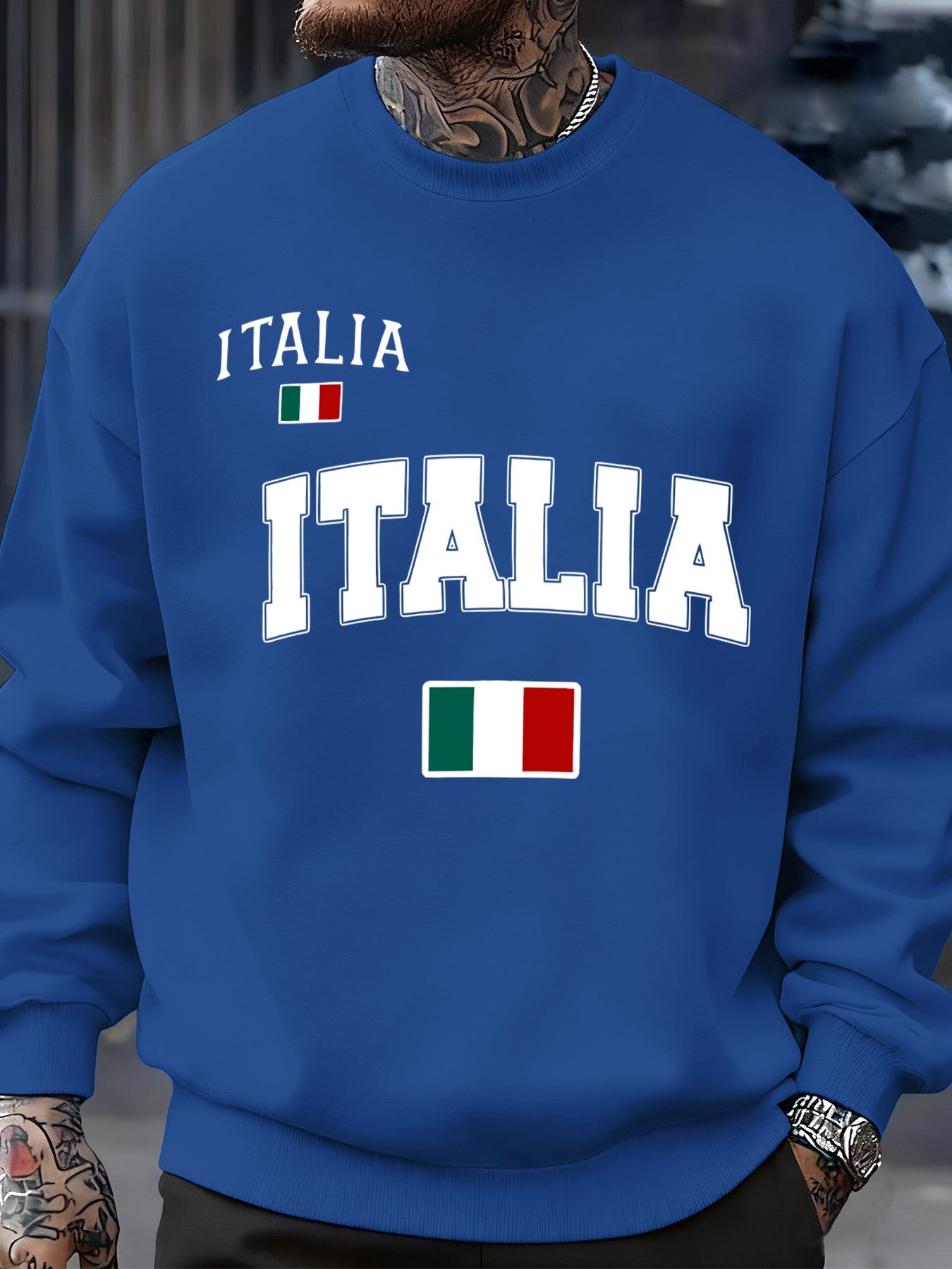 Italia Italian Flag Print Autumn Men Sportswear Fleece Sweatshirt Street Casual Pullovers Oversized Clothes Unisex Fashion Tops