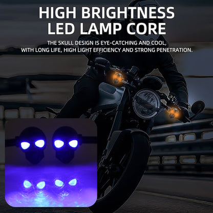 2x Mini Moto LED Luz de Seta Indicador de Seta em Formato de Caveira DRL Dianteiro Traseiro para Honda Yamaha Honda