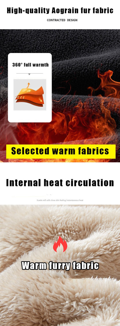 IPPOLICH Mens Winter Casual Pants Outdoor Plush Velvet Thickened Cold-proof Pure Cotton Casual Pants Men Windproof Warm Trousers