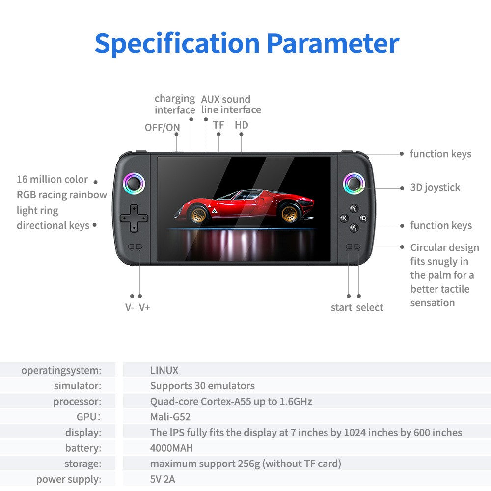 M27 Handheld Game Console 7.0' Big Screen 19000+ Games Portable Retro Video Game Console Simulators for Boys PS1 PSP ARC Gifts