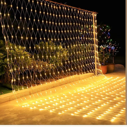 Luzes de corda de rede de LED 8 modos 220V 110V plugue UE/EUA Festival Decoração de Natal Guirlandas Festa de Natal Jardim Ano Novo Casamento