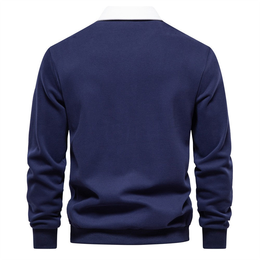 Men's Autumn Long-Sleeved POLO Collar European Size Sweater - Trendy, High-Quality, Casual, Versatile and Loose-Fit Top