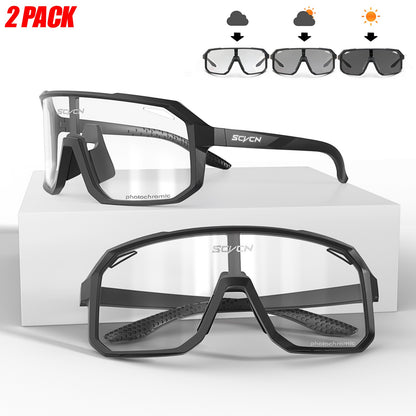 2 Pacotes de Óculos de Ciclismo Fotocromáticos para Ciclismo MTB Óculos de Proteção para Bicicleta, Bicicleta de Montanha, Masculino e Feminino, Esportivo