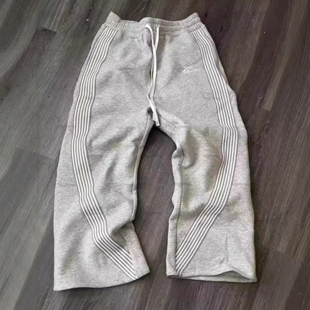 Women's Fleece Lined Loose Straight Leg Sports Casual Pants Autumn Winter Fashion Trendy Polyester Long Trousers Comfortable