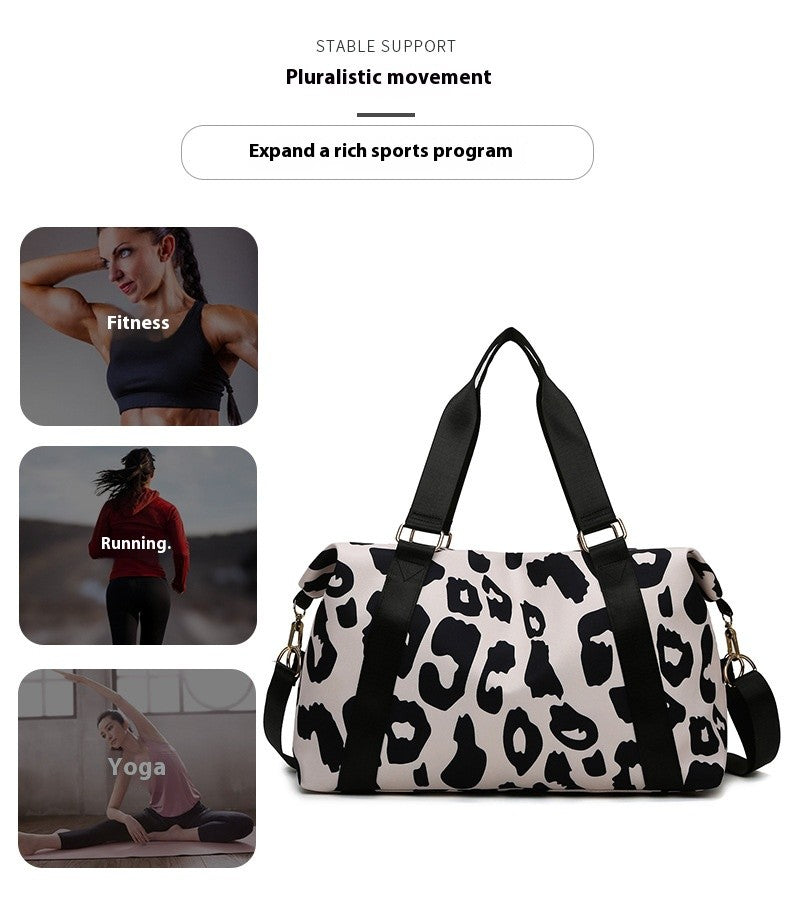 Large Capacity Travel Bag Wet Dry Shoulder Luggage Handbag Leisure Sports Fitness Bag Leopard Print Beach Bags Women's Backpack