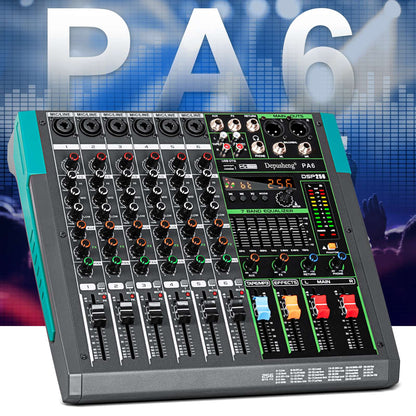 6/8/12/16 Channels Audio Sound Mixer Depusheng Mixing DJ Console USB 48V Phantom Power 256 DSP Effects Sound Table for stage